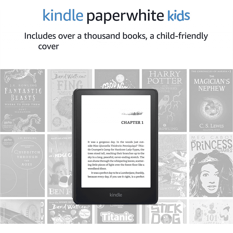 Amazon Kindle Paperwhite Kids Edition (11th Gen, Wi-Fi, 8GB) 6" E-Reader With Cover - Black