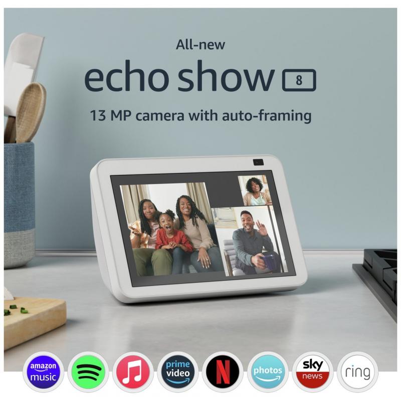 Amazon Echo Show 8 (2nd Gen) 8" Smart Display With Alexa - White