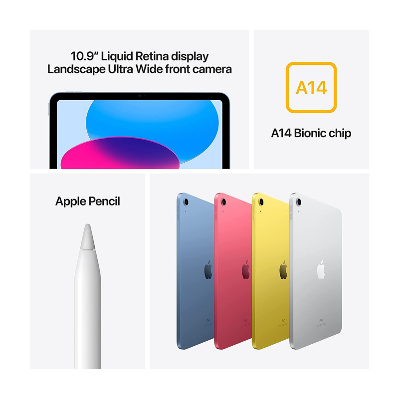 Apple iPad 2022 (10.9 Inch, Wi-Fi, 64GB) - Silver (10th Generation)