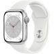 Apple Watch Series 8 (GPS, 41mm) - Silver Aluminium Case with M/L White Sport Band