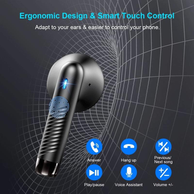 Wireless Earbuds (Bluetooth 5.3, Hi-Fi Stereo, Wireless, 32H Playtime - Black