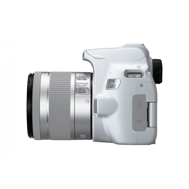 CANON EOS 250D DSLR Camera (White) with EF-S 18-55 mm f/4-5.6 IS STM Lens (Silver)