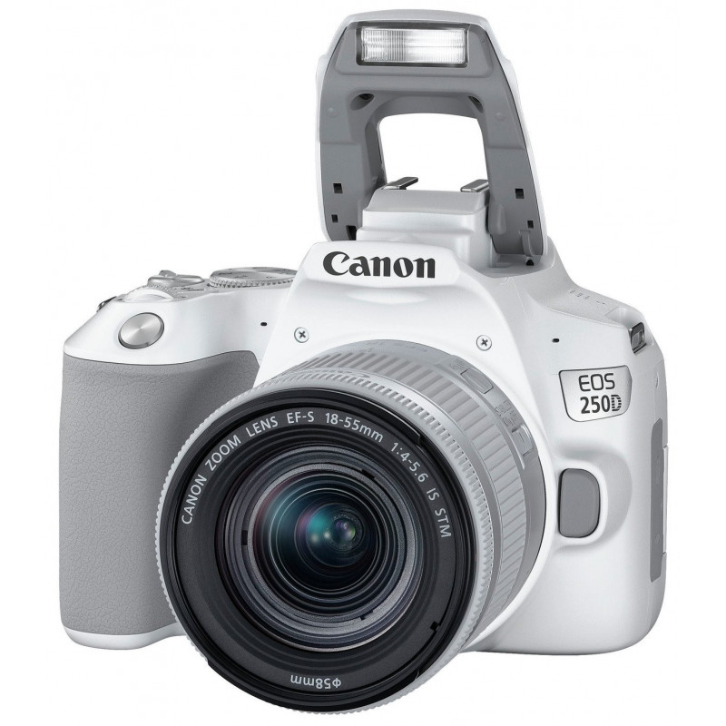 CANON EOS 250D DSLR Camera (White) with EF-S 18-55 mm f/4-5.6 IS STM Lens (Silver)