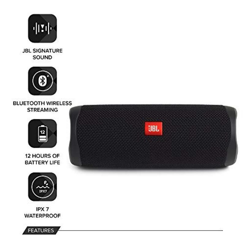 JBL Flip 5 Portable Bluetooth Speaker - Midnight Black