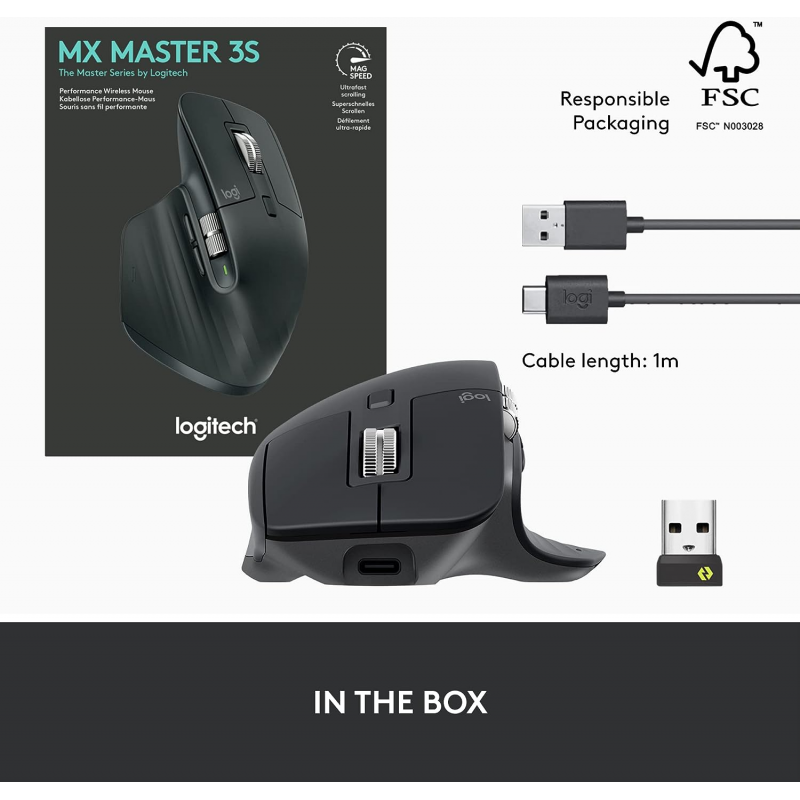 Logitech MX Master 3S Wireless Performance Mouse - Graphite