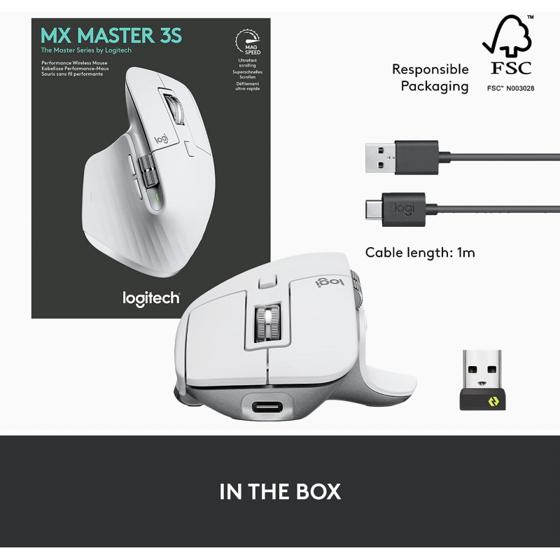 Logitech MX Master 3S Wireless Performance Mouse - Pale Grey