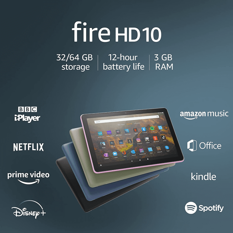 Amazon Fire HD 10 tablet (10.1", 64GB, 2021, 11th Generation) - Denim