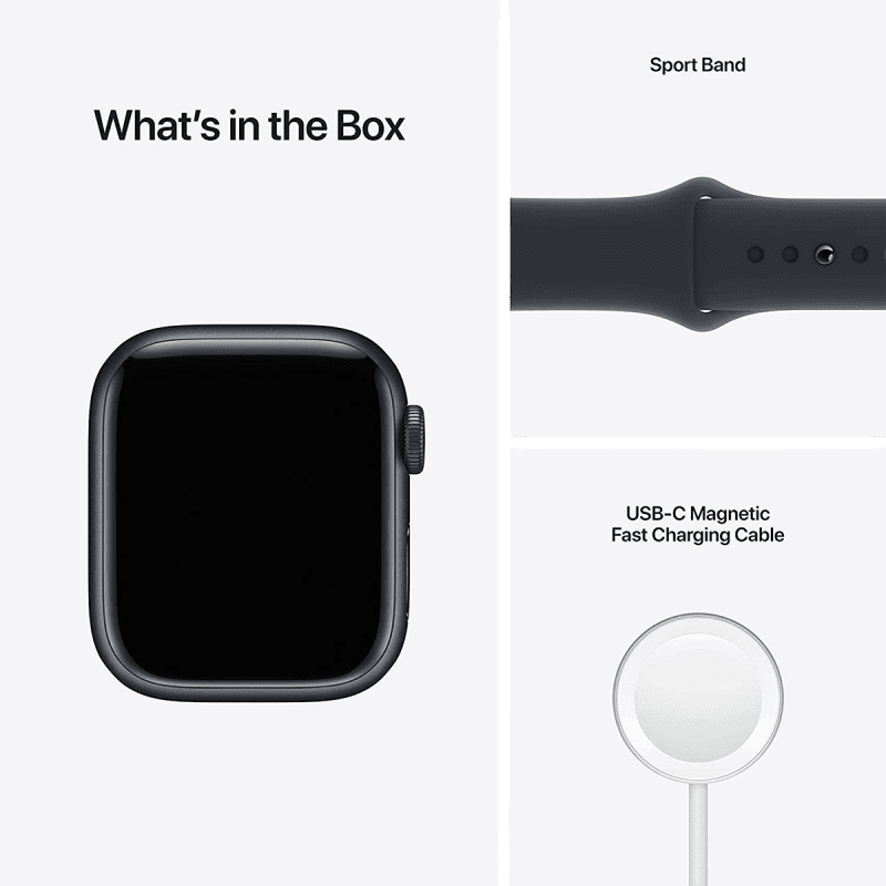 Apple Watch Series 7 (GPS, 45mm) - Midnight Aluminium with Midnight Sports Band