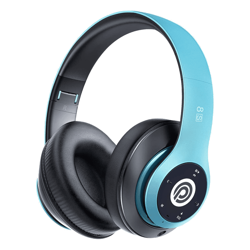 Wireless Foldable Bluetooth Headphones Headset (52 Hrs Playtime, 6EQ Modes, Build-in Mic) - Blue