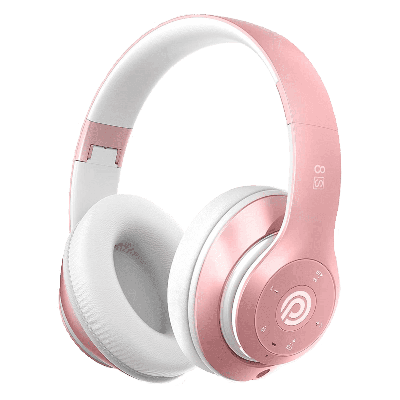 Wireless Foldable Bluetooth Headphones Headset (52 Hrs Playtime, 6EQ Modes, Build-in Mic) - Pink