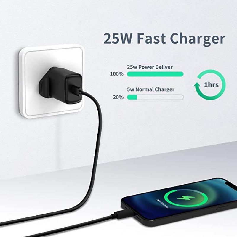 25W USB C Fast Charger Plug with 2M Type C Charging Cable