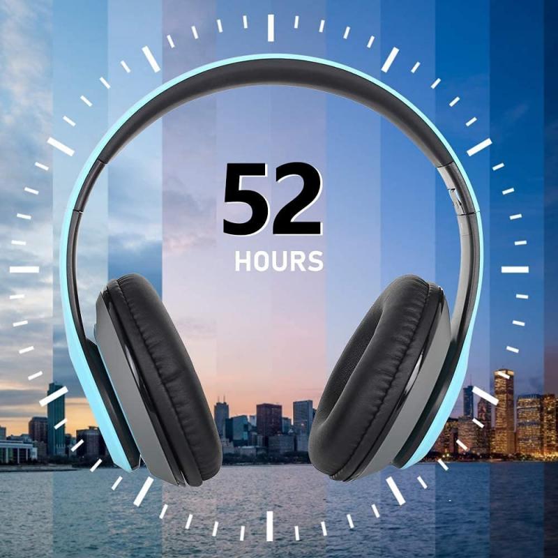 Wireless Foldable Bluetooth Headphones Headset (52 Hrs Playtime, 6EQ Modes, Build-in Mic) - Blue