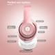 Wireless Foldable Bluetooth Headphones Headset (52 Hrs Playtime, 6EQ Modes, Build-in Mic) - Pink