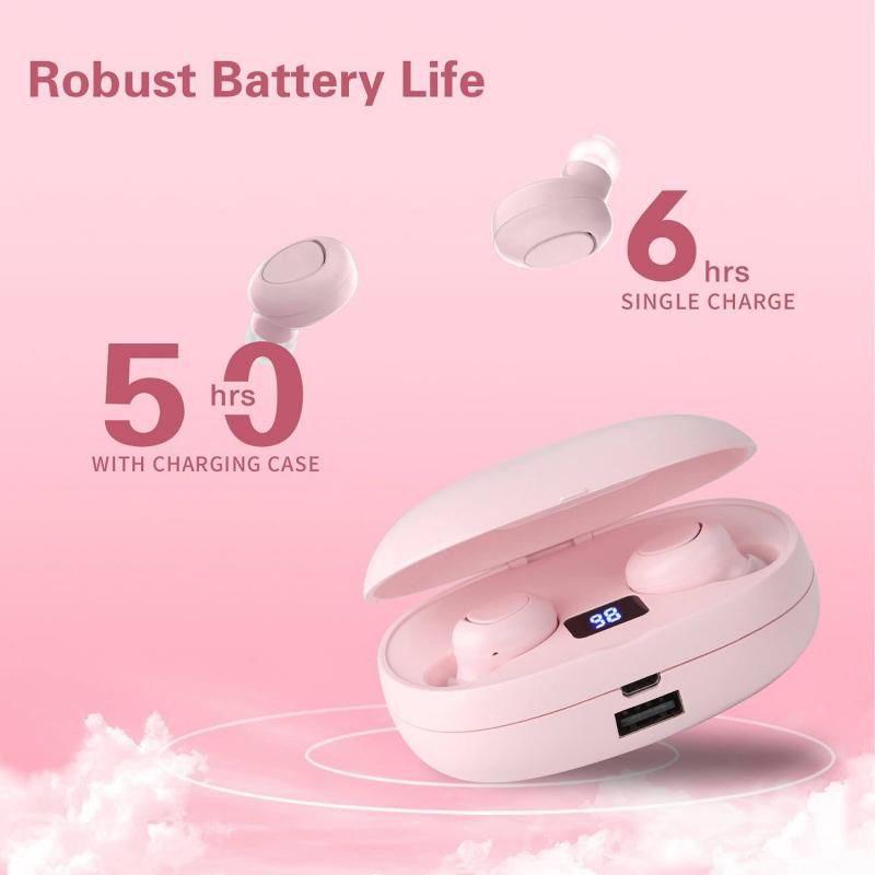 Wireless Earbuds (Advanced Noise Cancellation, 2200mAh Charging Case, Stereo Sound) - Pink