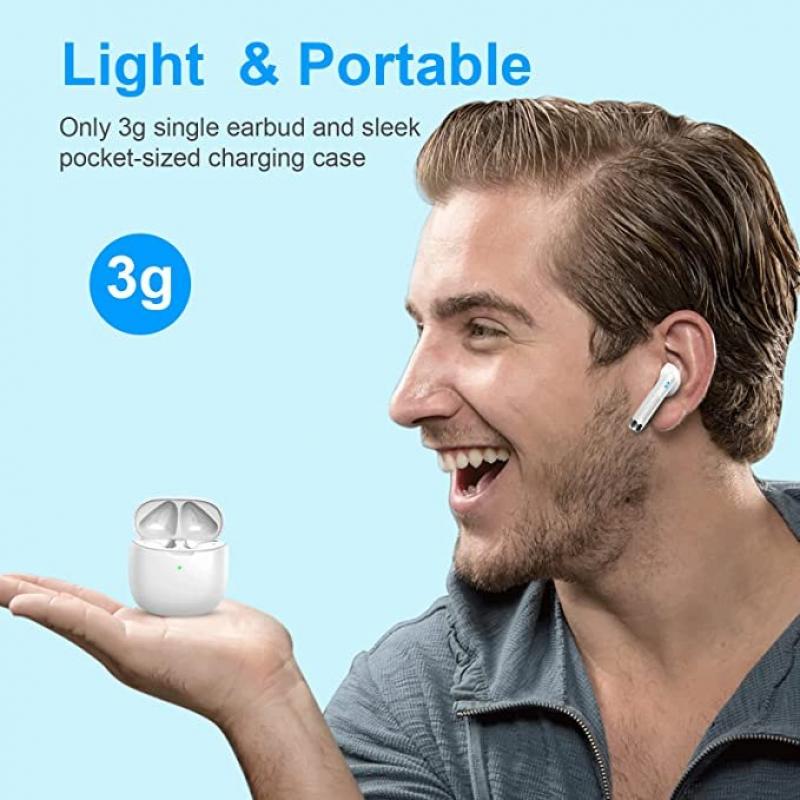 Wireless Earbuds (Bluetooth 5.3, Hi-Fi Stereo, Wireless, 32H Playtime - White