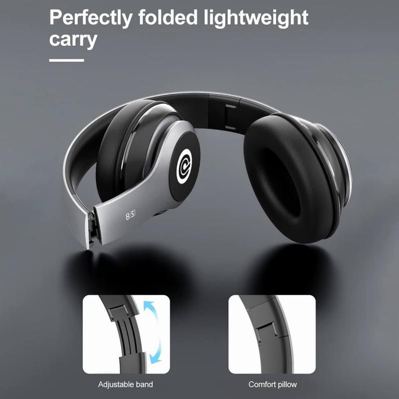 Wireless Foldable Bluetooth Headphones Headset (52 Hrs Playtime, 6EQ Modes, Build-in Mic) - Black