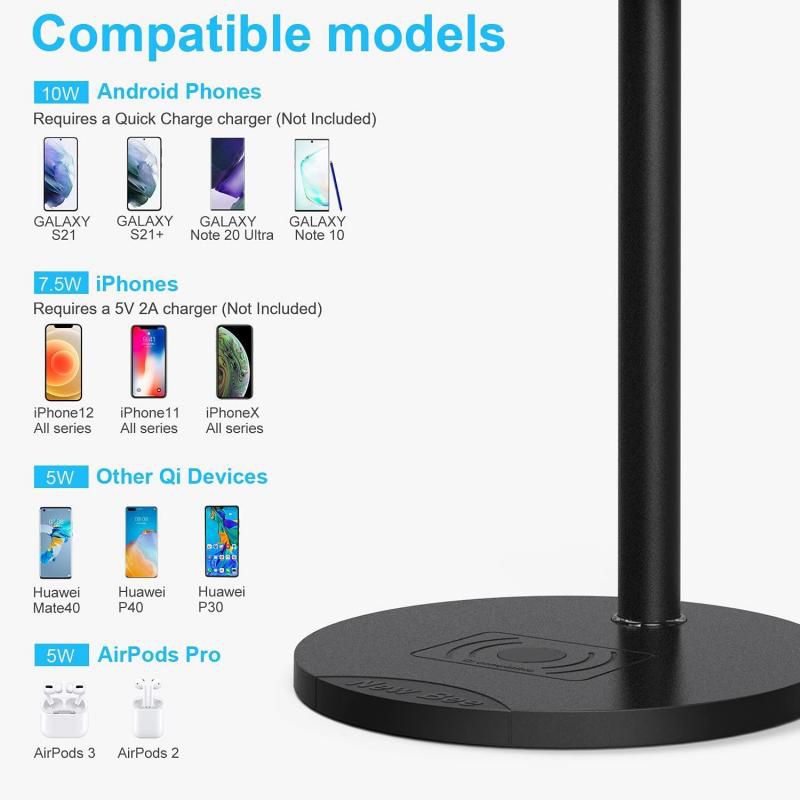 Headphone Stand with Wireless QI Charging Pad