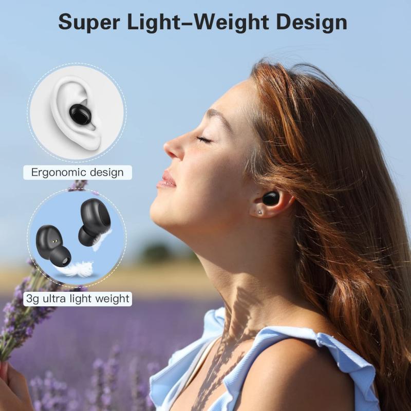 Wireless Earbuds (Advanced Noise Cancellation, 2200mAh Charging Case, Stereo Sound) - Black
