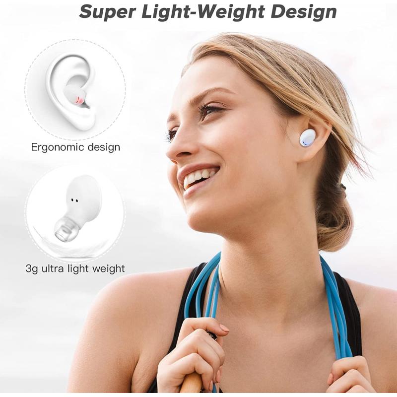 Wireless Earbuds (Advanced Noise Cancellation, 2200mAh Charging Case, Stereo Sound) - White