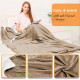 Electric Heated Blanket Throw Flannel Sherpa Fast Heating 180x130cm, 10 Heat Levels & Up-to-9-Hours Auto-Off Timer & LED Display - Khaki
