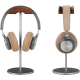 Headphone Stand (Nature Walnut Wood, Aluminium Stand) - Grey