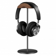 Headphone Stand (Nature Walnut Wood, Aluminium Stand) - Black