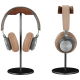 Headphone Stand (Nature Walnut Wood, Aluminium Stand) - Black