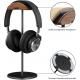 Headphone Stand (Nature Walnut Wood, Aluminium Stand) - Black