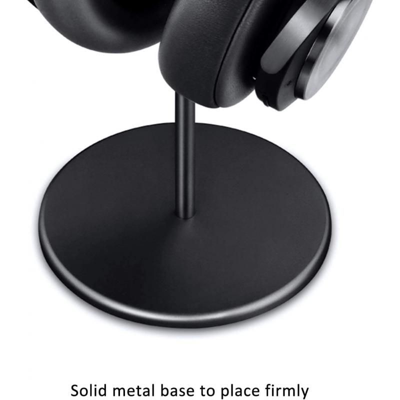 Headphone Stand (Nature Walnut Wood, Aluminium Stand) - Black