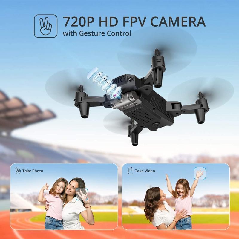 Mini Drone for Kids (720P HD FPV Camera, Altitude Hold Foldable) RC Quarcopter - Black