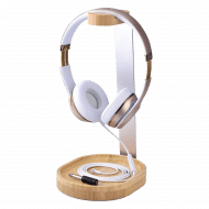 Wooden & Aluminum Headphone Stand Hanger with Cable Holder