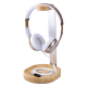 Wooden & Aluminum Headphone Stand Hanger with Cable Holder