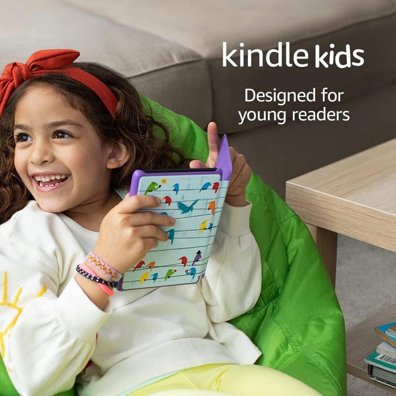 Amazon Kindle Kids Edition (10th Gen, Wi-Fi, 8GB)  6" E-Reader With Cover -Rainbow Bird