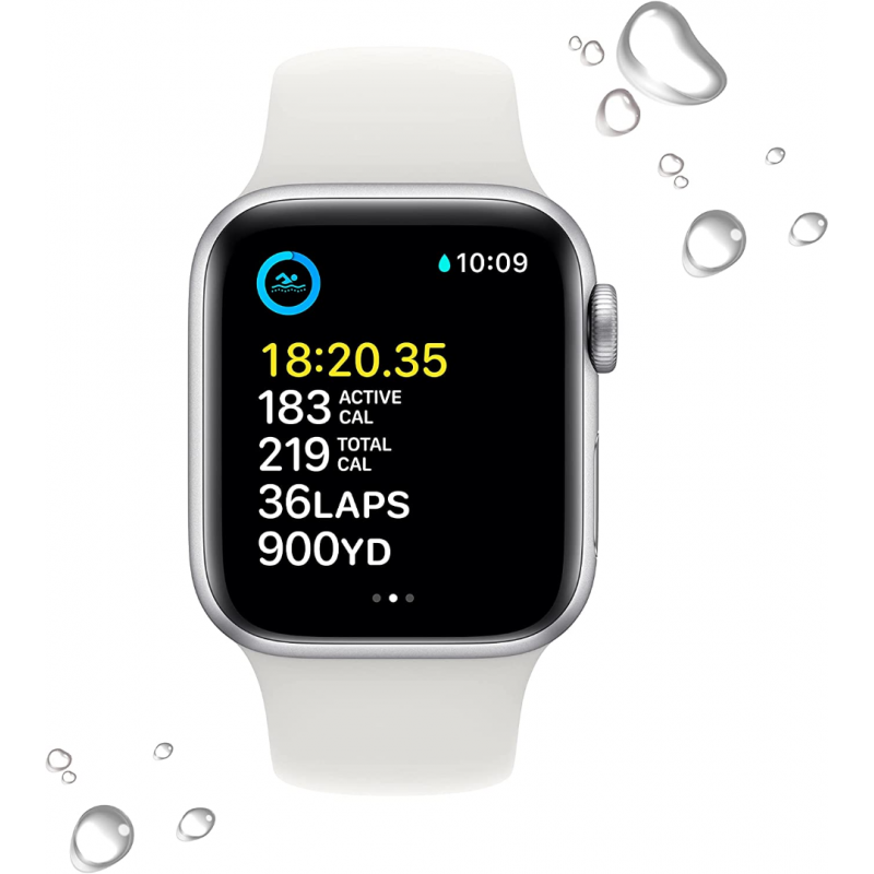 Apple Watch SE 2022 2nd Generation (GPS, 40mm) - Silver Aluminium Case with S/M White Sport Band