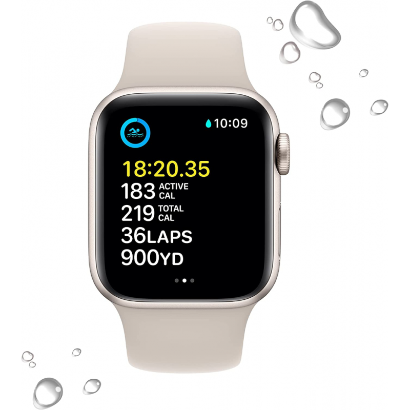 Apple Watch SE 2022 2nd Generation (GPS, 40mm) - Starlight Aluminium Case with M/L Starlight Sport Band