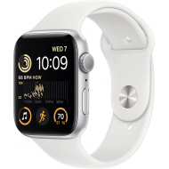 Apple Watch SE 2022 2nd Generation (GPS, 44mm) - Silver Aluminium Case with M/L White Sport Band