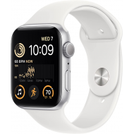 Apple Watch SE 2022 2nd Generation (GPS, 44mm) - Silver Aluminium Case with S/M White Sport Band