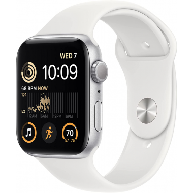 Apple Watch SE 2022 2nd Generation (GPS, 44mm) - Silver Aluminium Case with S/M White Sport Band