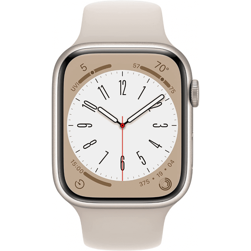 Renewed - Apple Watch Series 8 (GPS, 45mm) - Starlight Aluminium Case with M/L Starlight Sport Band