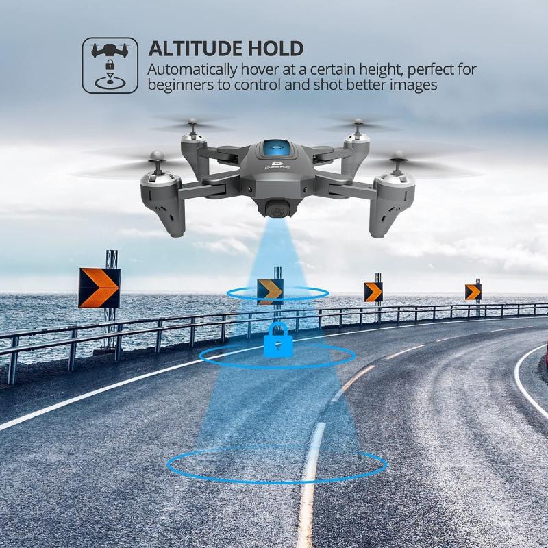 Foldable Drone with Camera (2K HD FPV Live Video, Tap Fly, Gesture Control, Selfie, Altitude Hold) RC Quadcopter