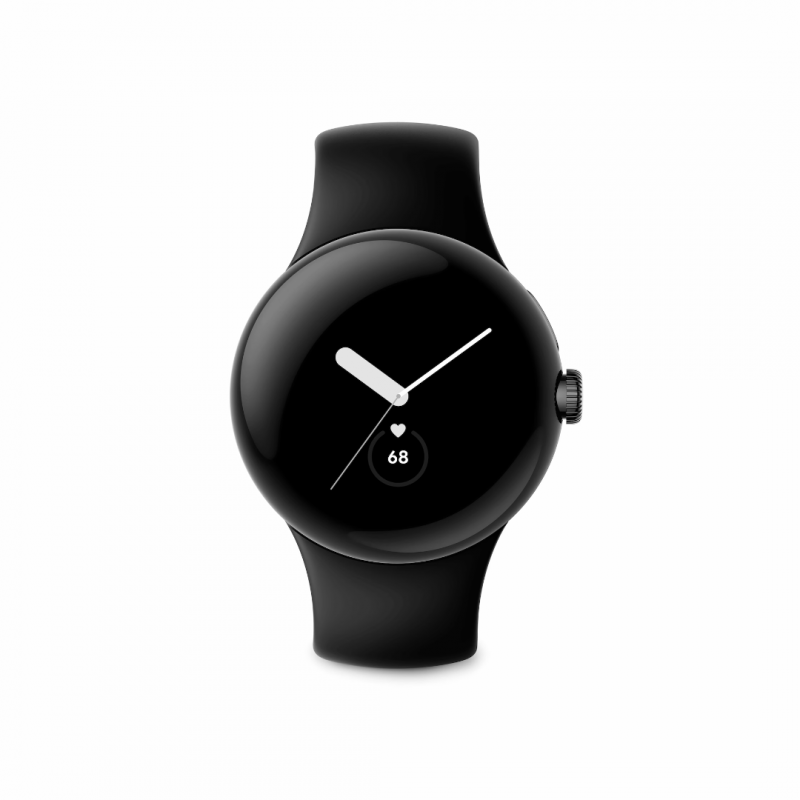 Google Pixel Watch (Wi-Fi, 41mm) Matte Black Stainless Steel Case with Obsidian Sports Active Band