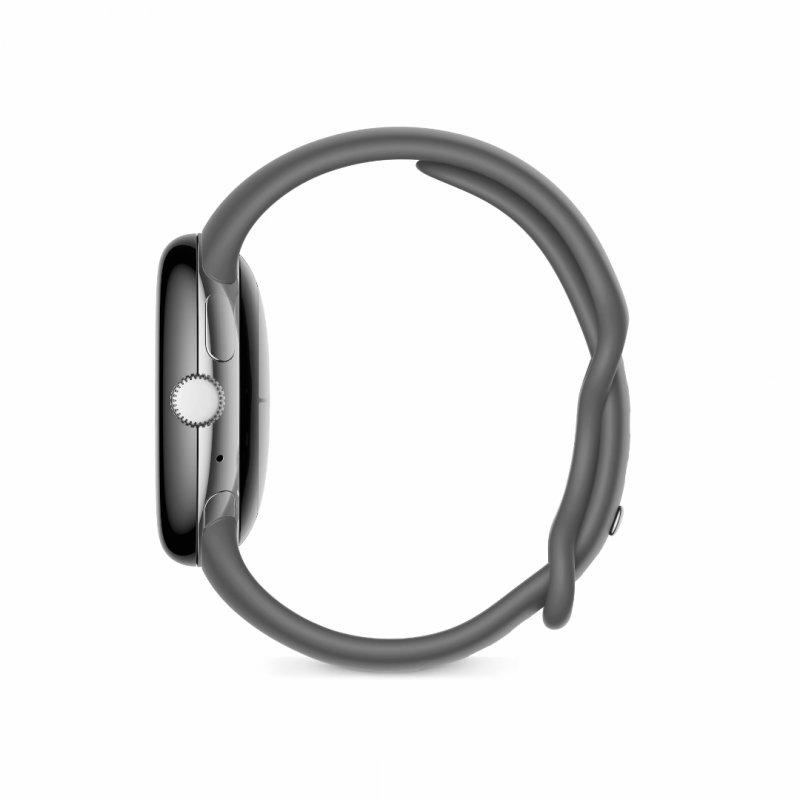 Google Pixel Watch (Wi-Fi, 41mm) Polished Silver Stainless Steel Case with Charcoal Sports Active band