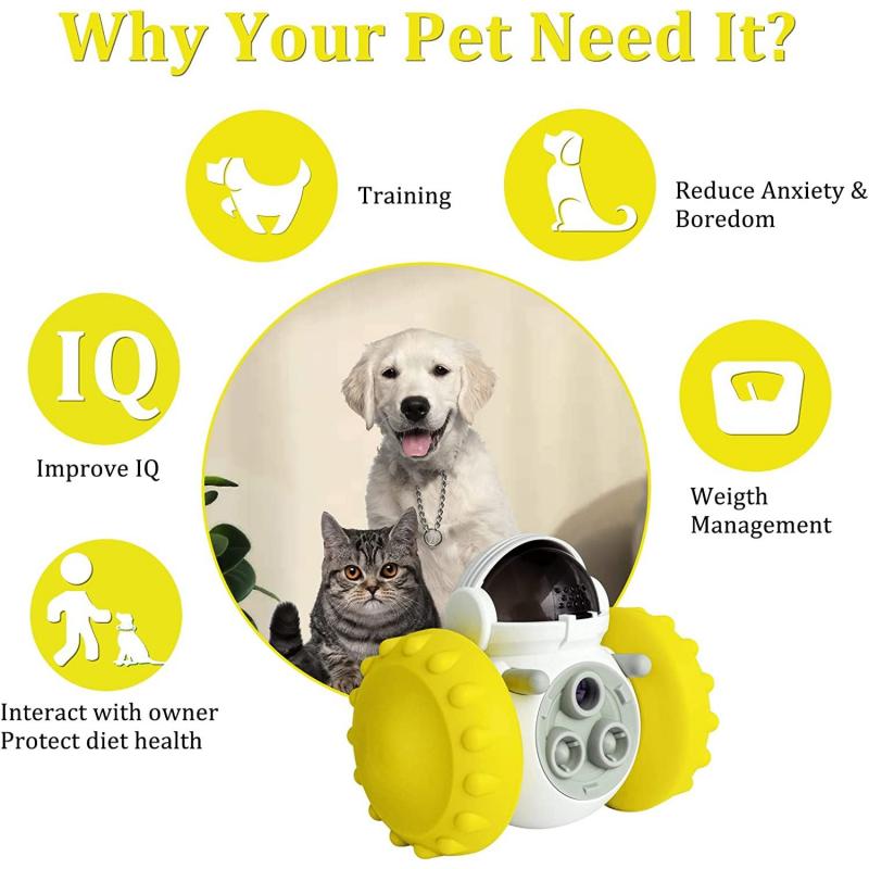 Interactive Treat Dispensing Toy for Dogs and Cats - Yellow