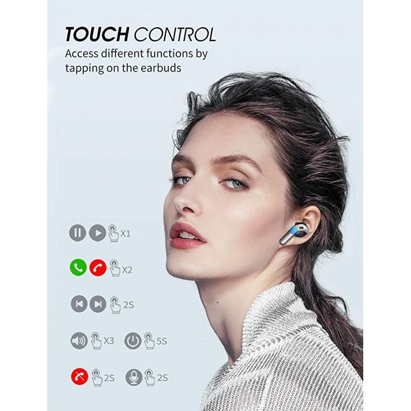 Wireless Earbuds (Bluetooth 5.1, 35H Playtime, USB-C Fast Charge, Deep Bass, Touch Control, IPX7 Waterproof) Sport Wireless Headphones