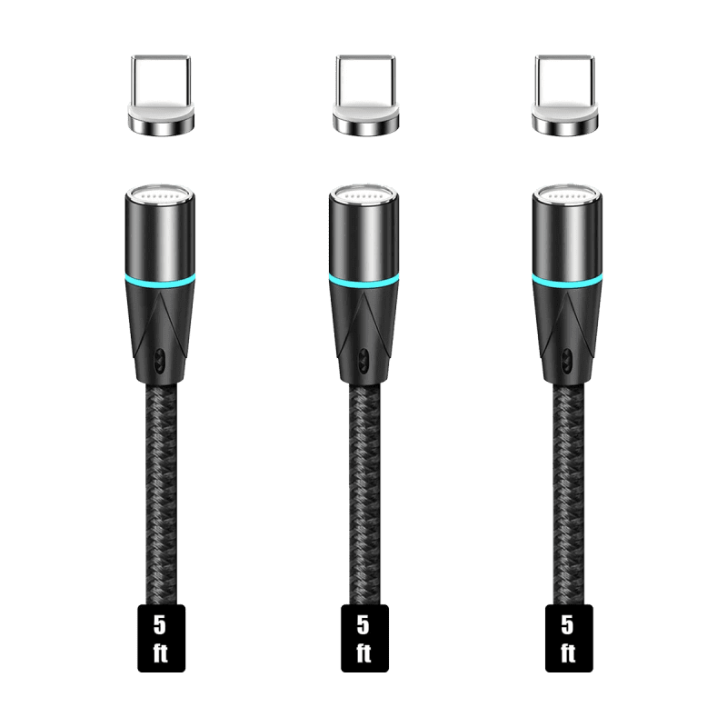 USB-C Magnetic Cable 3 Pack (Fast Charging, Support Data Transfer) -  1.5m Black