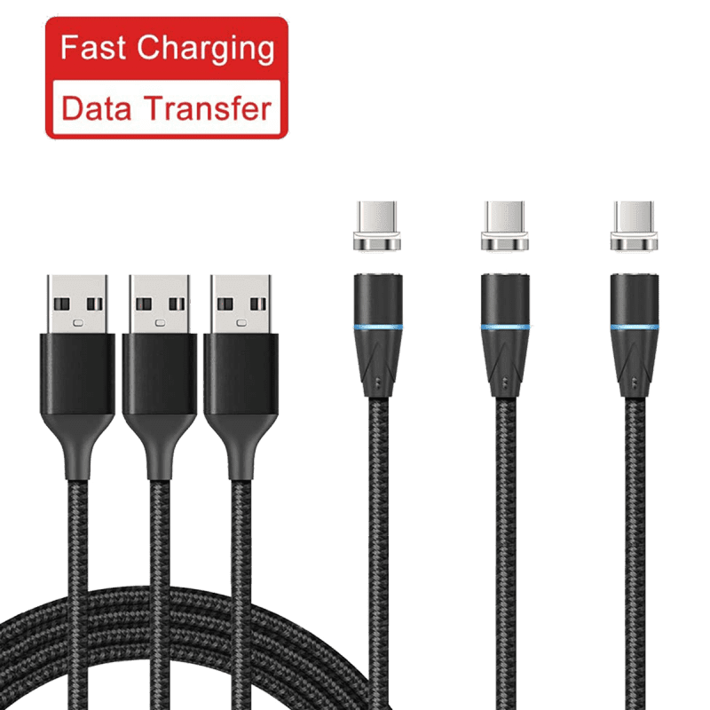 USB-C Magnetic Cable 3 Pack (Fast Charging, Support Data Transfer) -  1.5m Black