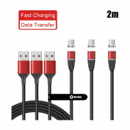 USB-C Magnetic Cable 3 Pack (Fast Charging, Support Data Transfer) -  2m Red