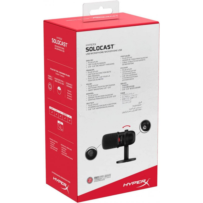 HyperX SoloCast Wired Cardioid USB Condenser Gaming Microphone - Black 
