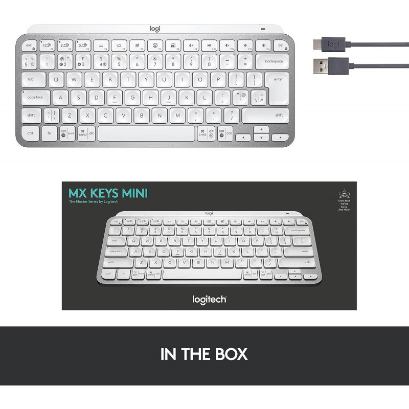 Logitech MX Keys Mini Minimalist Illuminated Keyboard - Grey