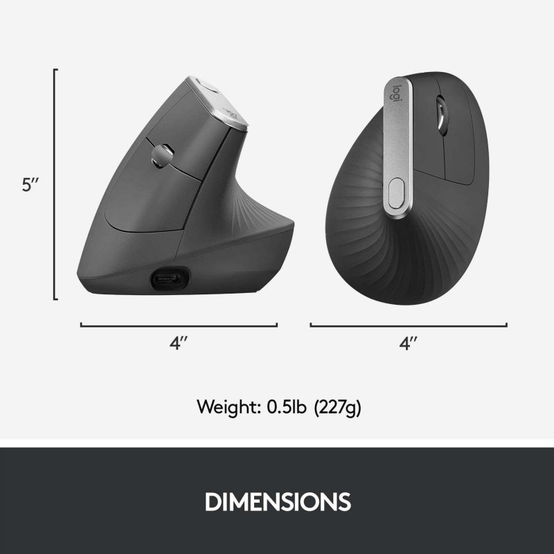 Logitech MX Vertical Ergonomic Wireless Mouse - Black